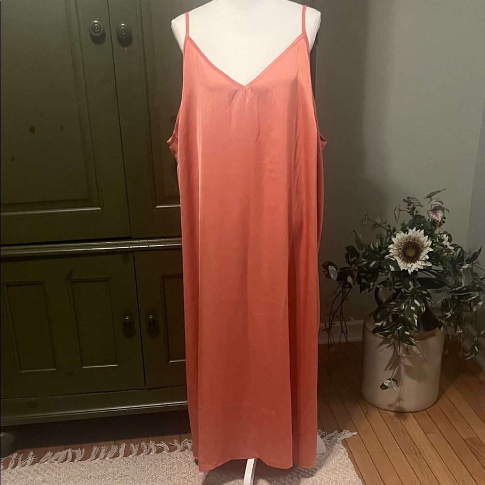 NWT, A New Day Coral Slip Maxi Dress, 4X